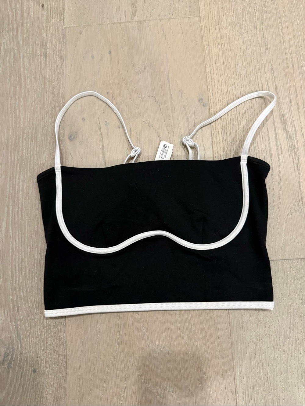 ALO Yoga Black Bandeau Bralette with White Trim